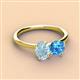 3 - Tanya Oval Shape Aquamarine & Cushion Shape Blue Topaz 2 Stone Duo Ring 