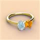 3 - Tanya Oval Shape Aquamarine & Cushion Shape Citrine 2 Stone Duo Ring 