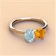 3 - Tanya Oval Shape Aquamarine & Cushion Shape Citrine 2 Stone Duo Ring 