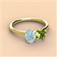 3 - Tanya Oval Shape Aquamarine & Cushion Shape Peridot 2 Stone Duo Ring 