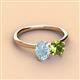 3 - Tanya Oval Shape Aquamarine & Cushion Shape Peridot 2 Stone Duo Ring 