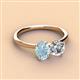 3 - Tanya Oval Shape Aquamarine & Cushion Shape Forever Brilliant Moissanite 2 Stone Duo Ring 