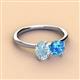 3 - Tanya Oval Shape Aquamarine & Cushion Shape Blue Topaz 2 Stone Duo Ring 
