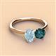 3 - Tanya Oval Shape Aquamarine & Cushion Shape London Blue Topaz 2 Stone Duo Ring 