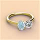 3 - Tanya Oval Shape Aquamarine & Cushion Shape Forever One Moissanite 2 Stone Duo Ring 