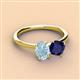 3 - Tanya Oval Shape Aquamarine & Cushion Shape Blue Sapphire 2 Stone Duo Ring 