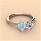 3 - Tanya Oval Shape Aquamarine & Cushion Shape IGI Certified Lab Grown Diamond 2 Stone Duo Ring 