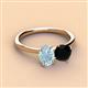 3 - Tanya Oval Shape Aquamarine & Cushion Shape Black Onyx 2 Stone Duo Ring 