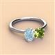 3 - Tanya Oval Shape Aquamarine & Cushion Shape Peridot 2 Stone Duo Ring 