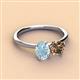 3 - Tanya Oval Shape Aquamarine & Cushion Shape Smoky Quartz 2 Stone Duo Ring 