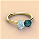 3 - Tanya Oval Shape Aquamarine & Cushion Shape London Blue Topaz 2 Stone Duo Ring 