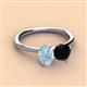 3 - Tanya Oval Shape Aquamarine & Cushion Shape Black Onyx 2 Stone Duo Ring 
