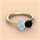 3 - Tanya Oval Shape Aquamarine & Cushion Shape Black Onyx 2 Stone Duo Ring 