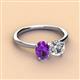 3 - Tanya Oval Shape Amethyst & Cushion Shape GIA Certified Diamond 2 Stone Duo Ring 
