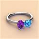 3 - Tanya Oval Shape Amethyst & Cushion Shape Blue Topaz 2 Stone Duo Ring 