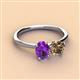 3 - Tanya Oval Shape Amethyst & Cushion Shape Smoky Quartz 2 Stone Duo Ring 