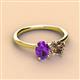 3 - Tanya Oval Shape Amethyst & Cushion Shape Smoky Quartz 2 Stone Duo Ring 