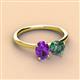 3 - Tanya Oval Shape Amethyst & Cushion Shape Lab Created Alexandrite 2 Stone Duo Ring 
