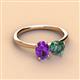 3 - Tanya Oval Shape Amethyst & Cushion Shape Lab Created Alexandrite 2 Stone Duo Ring 