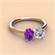 3 - Tanya Oval Shape Amethyst & Cushion Shape Forever Brilliant Moissanite 2 Stone Duo Ring 