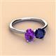 3 - Tanya Oval Shape Amethyst & Cushion Shape Blue Sapphire 2 Stone Duo Ring 