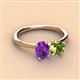 3 - Tanya Oval Shape Amethyst & Cushion Shape Peridot 2 Stone Duo Ring 