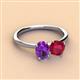 3 - Tanya Oval Shape Amethyst & Cushion Shape Ruby 2 Stone Duo Ring 