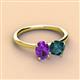 3 - Tanya Oval Shape Amethyst & Cushion Shape London Blue Topaz 2 Stone Duo Ring 