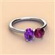 3 - Tanya Oval Shape Amethyst & Cushion Shape Rhodolite Garnet 2 Stone Duo Ring 