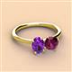 3 - Tanya Oval Shape Amethyst & Cushion Shape Rhodolite Garnet 2 Stone Duo Ring 