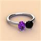 3 - Tanya Oval Shape Amethyst & Cushion Shape Black Onyx 2 Stone Duo Ring 