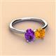 3 - Tanya Oval Shape Amethyst & Cushion Shape Citrine 2 Stone Duo Ring 