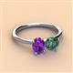 3 - Tanya Oval Shape Amethyst & Cushion Shape Lab Created Alexandrite 2 Stone Duo Ring 