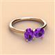 3 - Tanya Oval & Cushion Shape Amethyst 2 Stone Duo Ring 