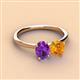 3 - Tanya Oval Shape Amethyst & Cushion Shape Citrine 2 Stone Duo Ring 
