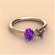 3 - Tanya Oval Shape Amethyst & Cushion Shape Smoky Quartz 2 Stone Duo Ring 