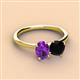 3 - Tanya Oval Shape Amethyst & Cushion Shape Black Onyx 2 Stone Duo Ring 