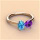 3 - Tanya Oval Shape Blue Topaz & Cushion Shape Amethyst 2 Stone Duo Ring 