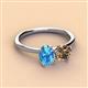 3 - Tanya Oval Shape Blue Topaz & Cushion Shape Smoky Quartz 2 Stone Duo Ring 