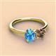 3 - Tanya Oval Shape Blue Topaz & Cushion Shape Smoky Quartz 2 Stone Duo Ring 