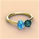 3 - Tanya Oval Shape Blue Topaz & Cushion Shape London Blue Topaz 2 Stone Duo Ring 