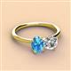 3 - Tanya Oval Shape Blue Topaz & Cushion Shape Forever Brilliant Moissanite 2 Stone Duo Ring 