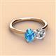 3 - Tanya Oval Shape Blue Topaz & Cushion Shape Forever One Moissanite 2 Stone Duo Ring 
