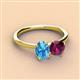 3 - Tanya Oval Shape Blue Topaz & Cushion Shape Rhodolite Garnet 2 Stone Duo Ring 