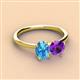 3 - Tanya Oval Shape Blue Topaz & Cushion Shape Amethyst 2 Stone Duo Ring 