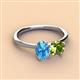 3 - Tanya Oval Shape Blue Topaz & Cushion Shape Peridot 2 Stone Duo Ring 