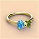 3 - Tanya Oval Shape Blue Topaz & Cushion Shape Peridot 2 Stone Duo Ring 