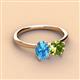 3 - Tanya Oval Shape Blue Topaz & Cushion Shape Peridot 2 Stone Duo Ring 