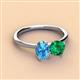 3 - Tanya Oval Shape Blue Topaz & Cushion Shape Emerald 2 Stone Duo Ring 