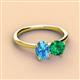 3 - Tanya Oval Shape Blue Topaz & Cushion Shape Emerald 2 Stone Duo Ring 